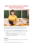 What is the Selection Criteria of Primary School Teaching Positions? PowerPoint PPT Presentation