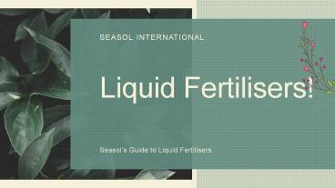 A Basic Guide to Liquid Fertilisers