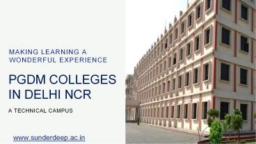 Best PGDM College in Delhi NCR |  Sunderdeep Group of Institutions