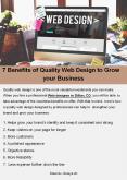 7 Benefits of Quality Web Design to Grow your Business PowerPoint PPT Presentation