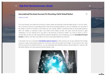 International Merchant Account For Reaching Out To Global Market