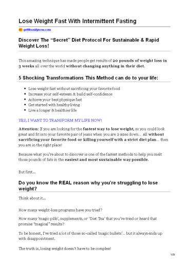 Lose Weight Fast With Intermittent Fasting