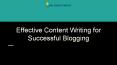 Effective Content Writing for Successful Blogging PowerPoint PPT Presentation