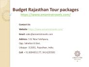 Budget Rajasthan Tour Packages