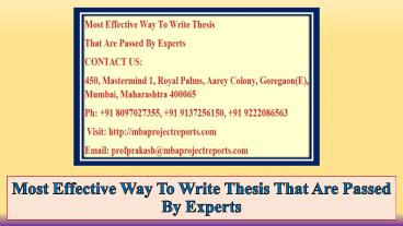 Most Effective Way To Write Thesis That Are Passed By Experts