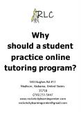 Why should a student practice online tutoring program? PowerPoint PPT Presentation