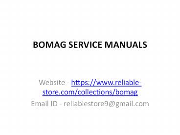 BOMAG SERVICE MANUALS