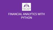 Financial Analytics with Python