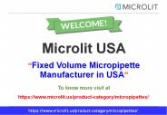 Fixed Volume Micropipette Manufacturer in USA