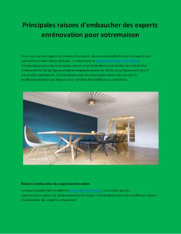 Principales raisons d'embaucher des experts enrénovation pour votremaison