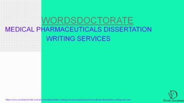 Medical Pharmaceuticals Dissertation writing Services