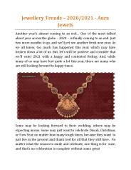 Jewellery Trends – 2020-2021 - Aura Jewels