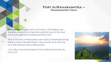 Maharashtra's Historic Forts - Maharashstra Today