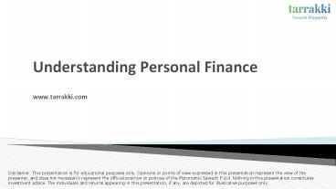 Understanding Personal Finance by Tarrakki
