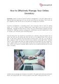 How to Effectively Manage Your Online Inventory PowerPoint PPT Presentation