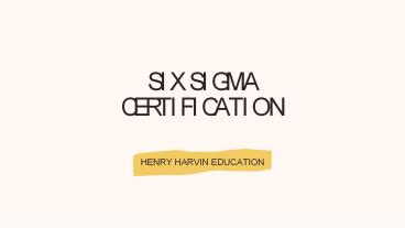 Six Sigma Certification