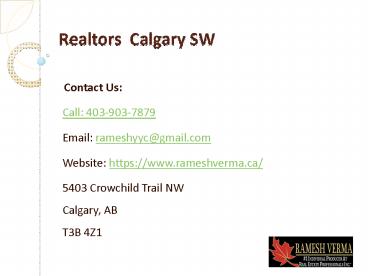 Realtors Calgary SW