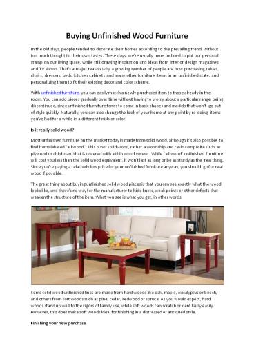 Unfinished wood furniture