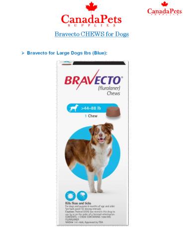 Bravecto for Large Dogs 44-88lbs (Blue)- Canadapetssupplies
