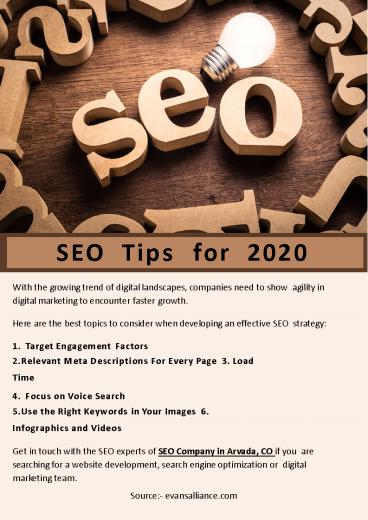 SEO Tips for 2020