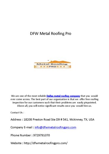 Commercial Roofers in Dallas - DFWMetalRoofingPro