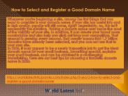 How to Select and Register a Good Domain Name