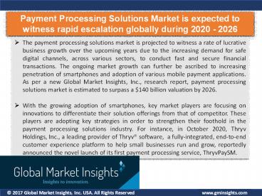 Payment Processing Solutions Market Overview by Growth Opportunities and Forecast over 2020-2026