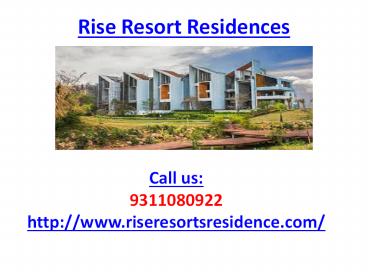 Rise Resort Residences villas Noida Extension