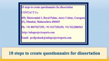 10 steps to create questionnaire