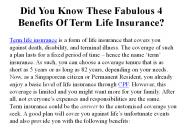 Did You Know These Fabulous 4 Benefits Of Term Life Insurance?