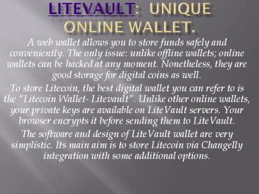 LiteVault:  Unique Online Wallet. (1)