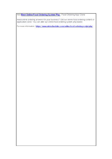 Hire Best Online Food Ordering System Php - Food Ordering App Clone