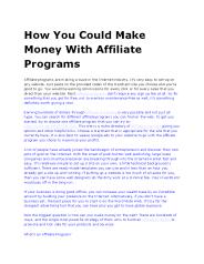 How You Could Make Money With Affiliate Programs