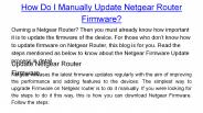 How Do I Manually Update Netgear Router Firmware