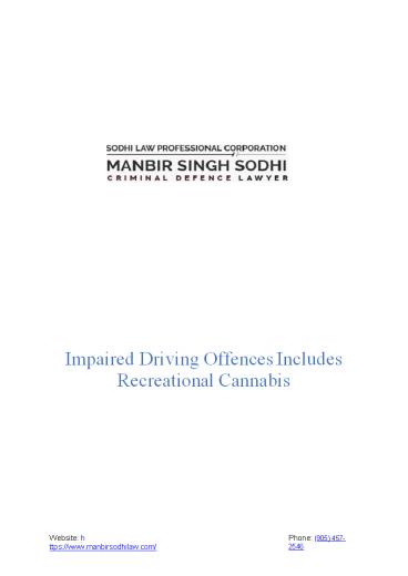 Impaired Driving Offences Includes Recreational Cannabis