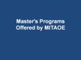Master's Programs Offered by MITAOE PowerPoint PPT Presentation