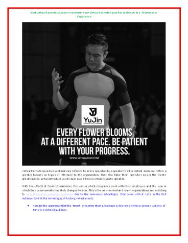 Hire YuJin For Virtual Keynote Speeches Webinars