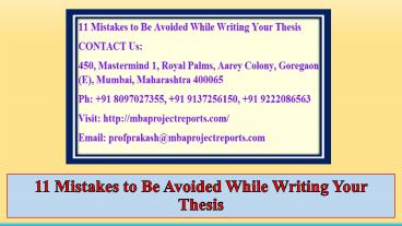 11 Mistakes to Be Avoided While Writing Your Thesis