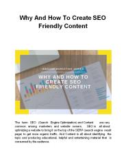 Why And How To Create SEO Friendly Content