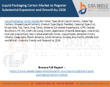 Liquid Packaging Carton Market to Register Substantial Expansion and Growth by 2026