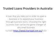 Trusted Loans Providers In Australia