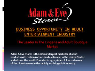 Business opportunity in Adult Entertainment Industry (1)