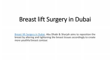 Breast lift Surgery in Dubai