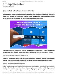 Quick methods to fix a Frozen Windows 10 Taskbar