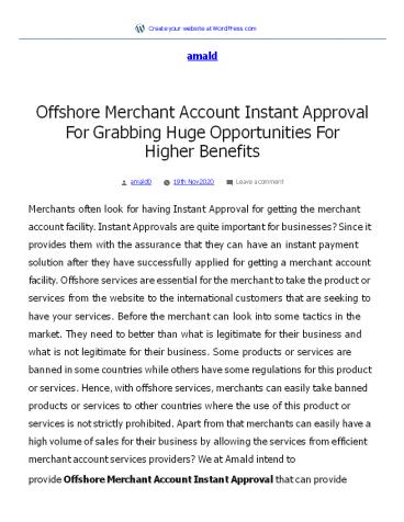 Offshore Merchant Account Instant Approval
