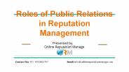 Roles of Public Relation in Reputation Management