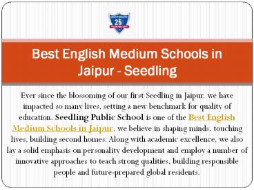 Best English Medium Schools in Jaipur - Seedling