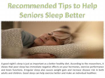 Top Tips to Help Seniors Sleep Better