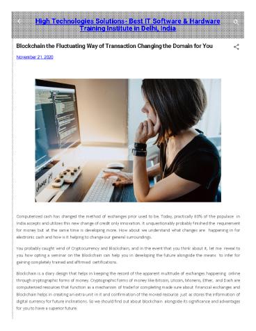 Check the Best Blockchain Training institute in Delhi with Placement Offer