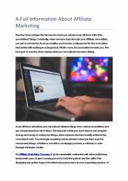 A Full Information About Affiliate Marketing